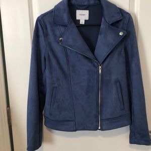 Blue faux suede Moto jacket! NWOT!